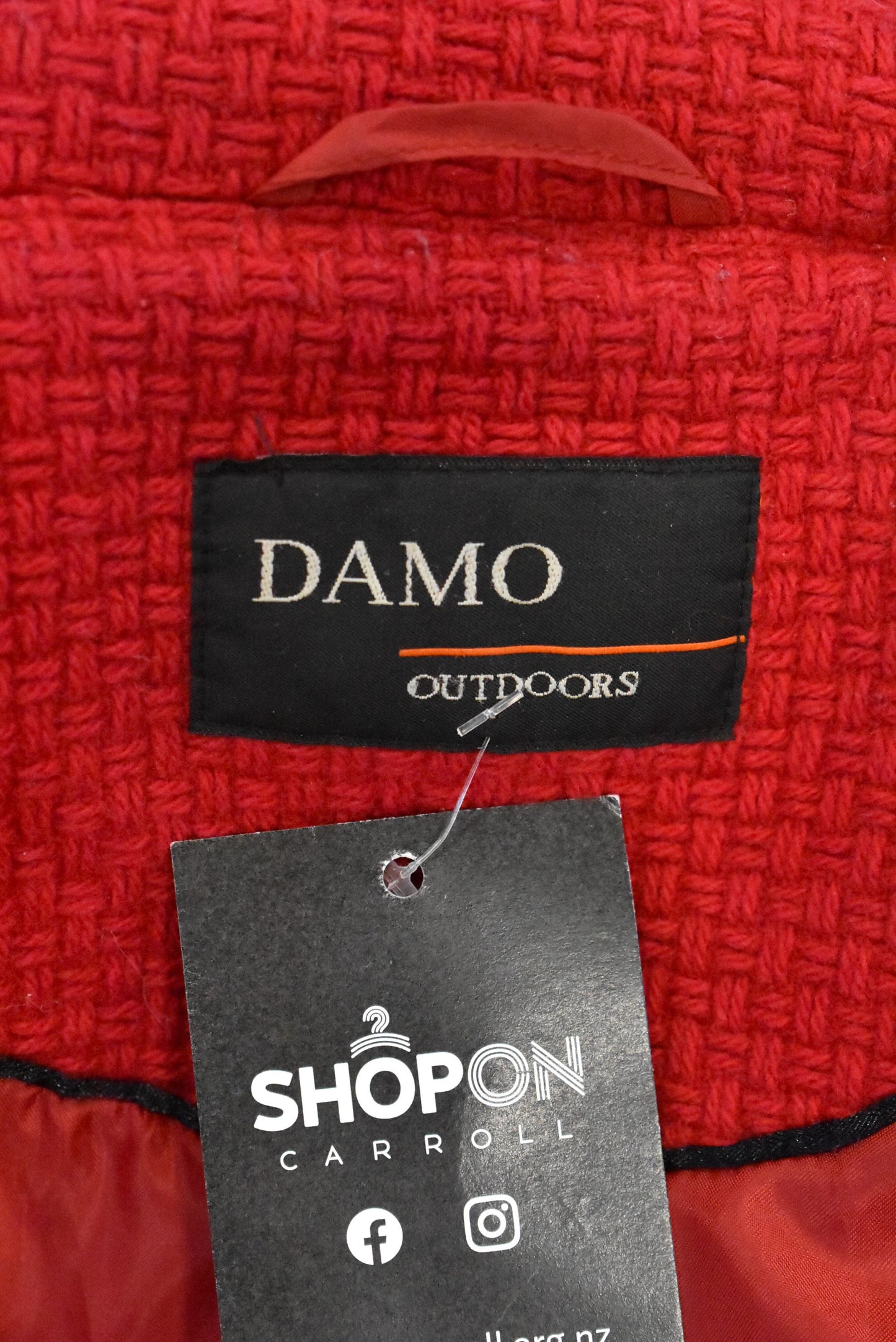 Damo red lined wool blend coat, 42