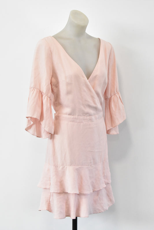 Kookai linen blend pink wrap dress, 36