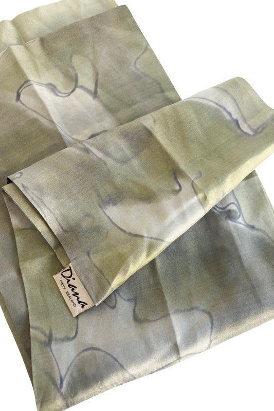 Diana NZ made pure silk sage green scarf