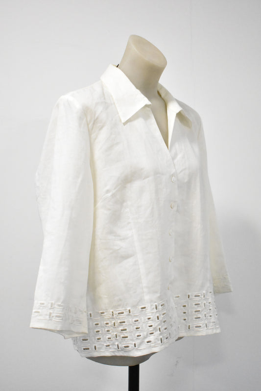 K&K embroidered hem ramie shirt, 16 (NWT)