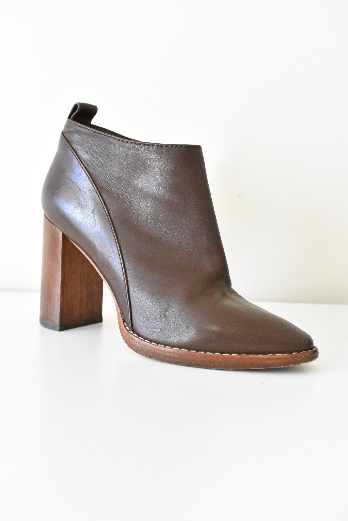 MaxMara Italy chocolate leather ankle boots, size 38