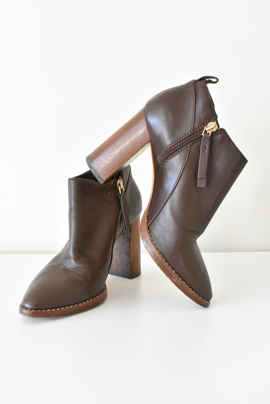 MaxMara Italy chocolate leather ankle boots, size 38