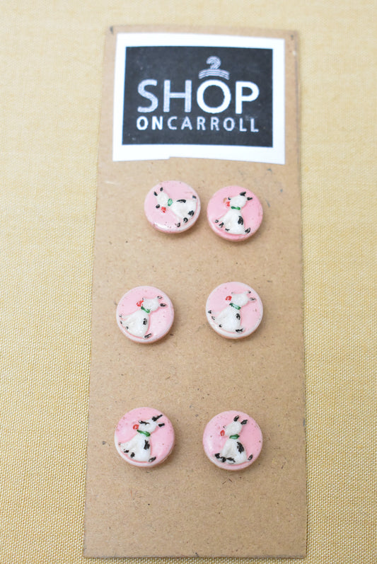 Retro Pink puppy buttons