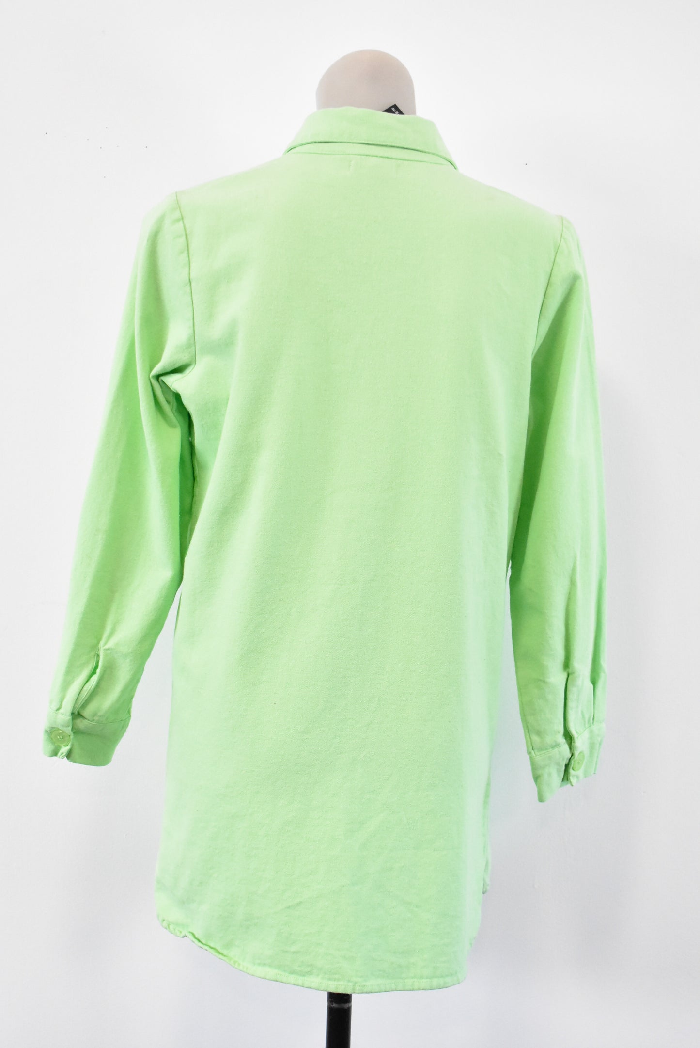 Pretty Little Thing lime green button up top, size 8