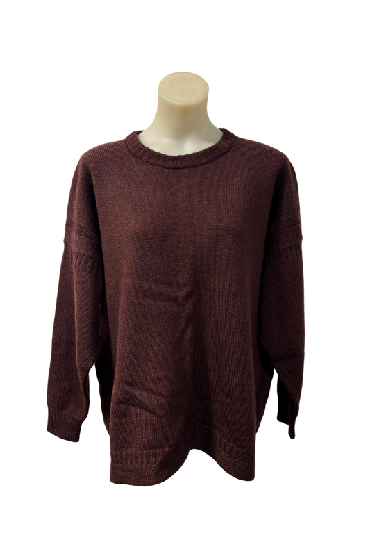 Handknit choc brown jumper, L