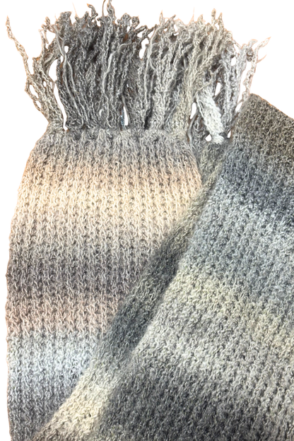 Beautifully soft grey gradient knitted scarf