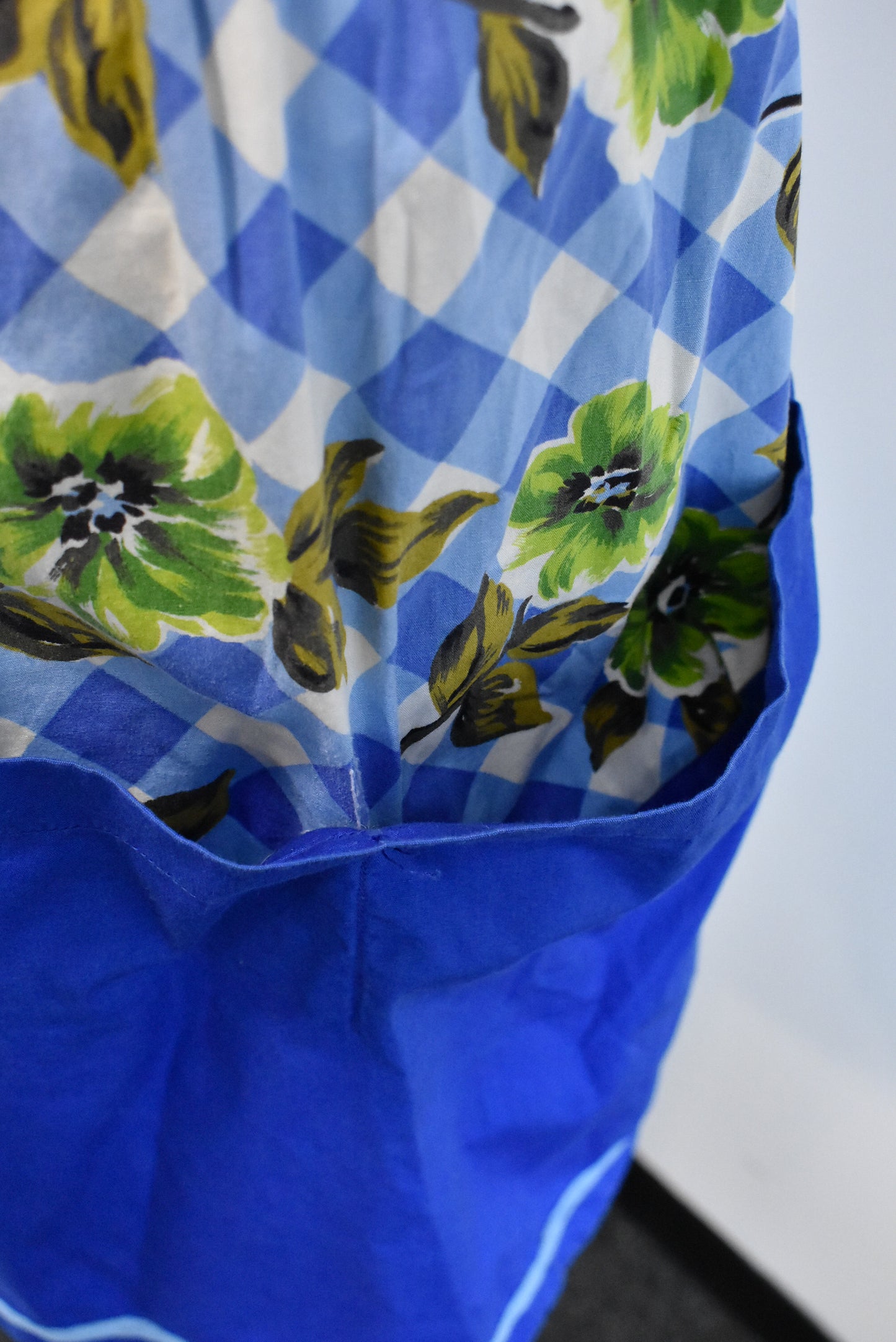 Handmade floral and gingham apron, OSFM