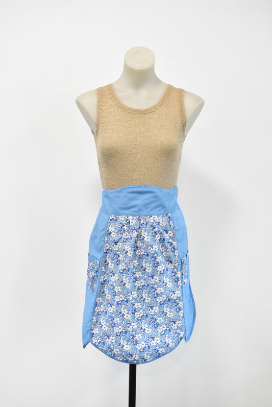 Homemade blue floral apron, OSFM
