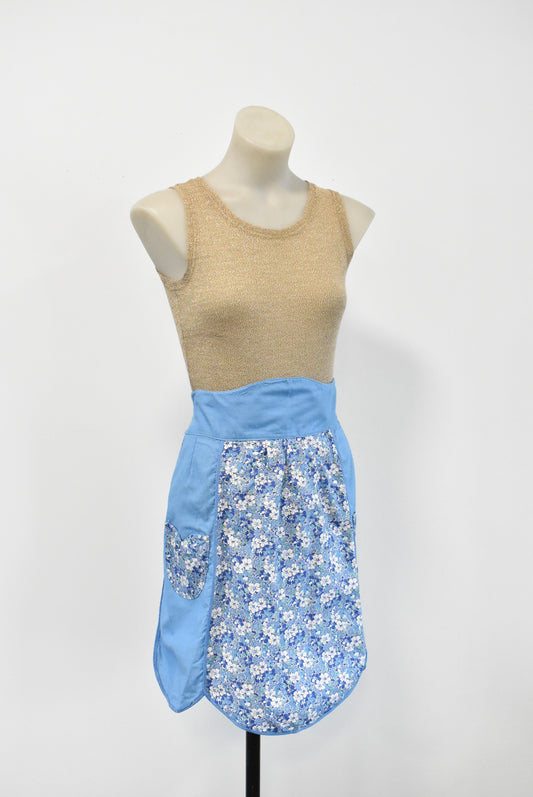 Homemade blue floral apron, OSFM