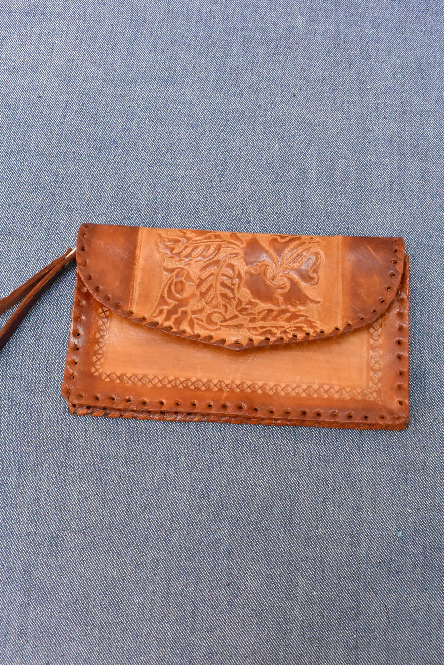 Tooled leather purse