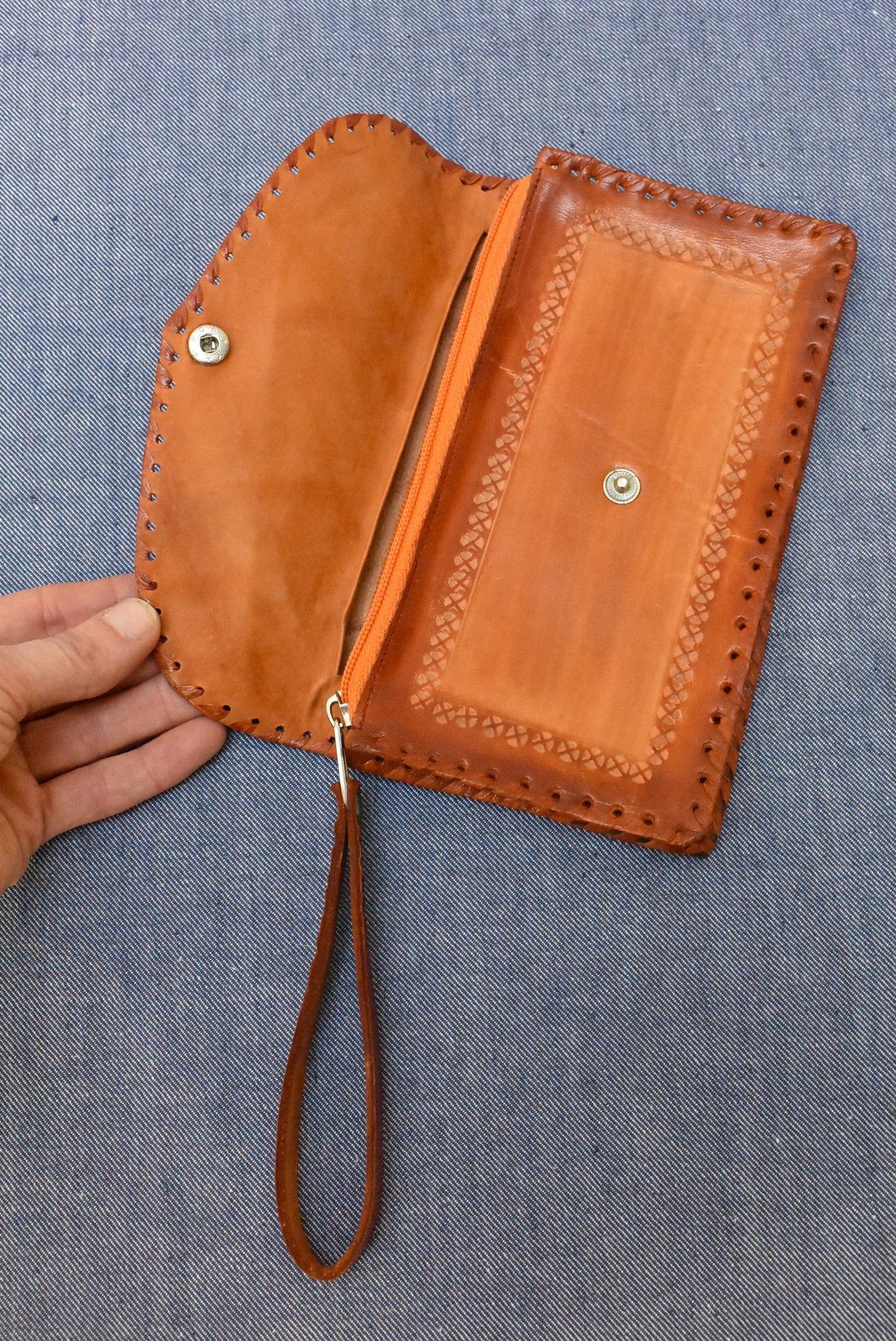 Tooled leather purse