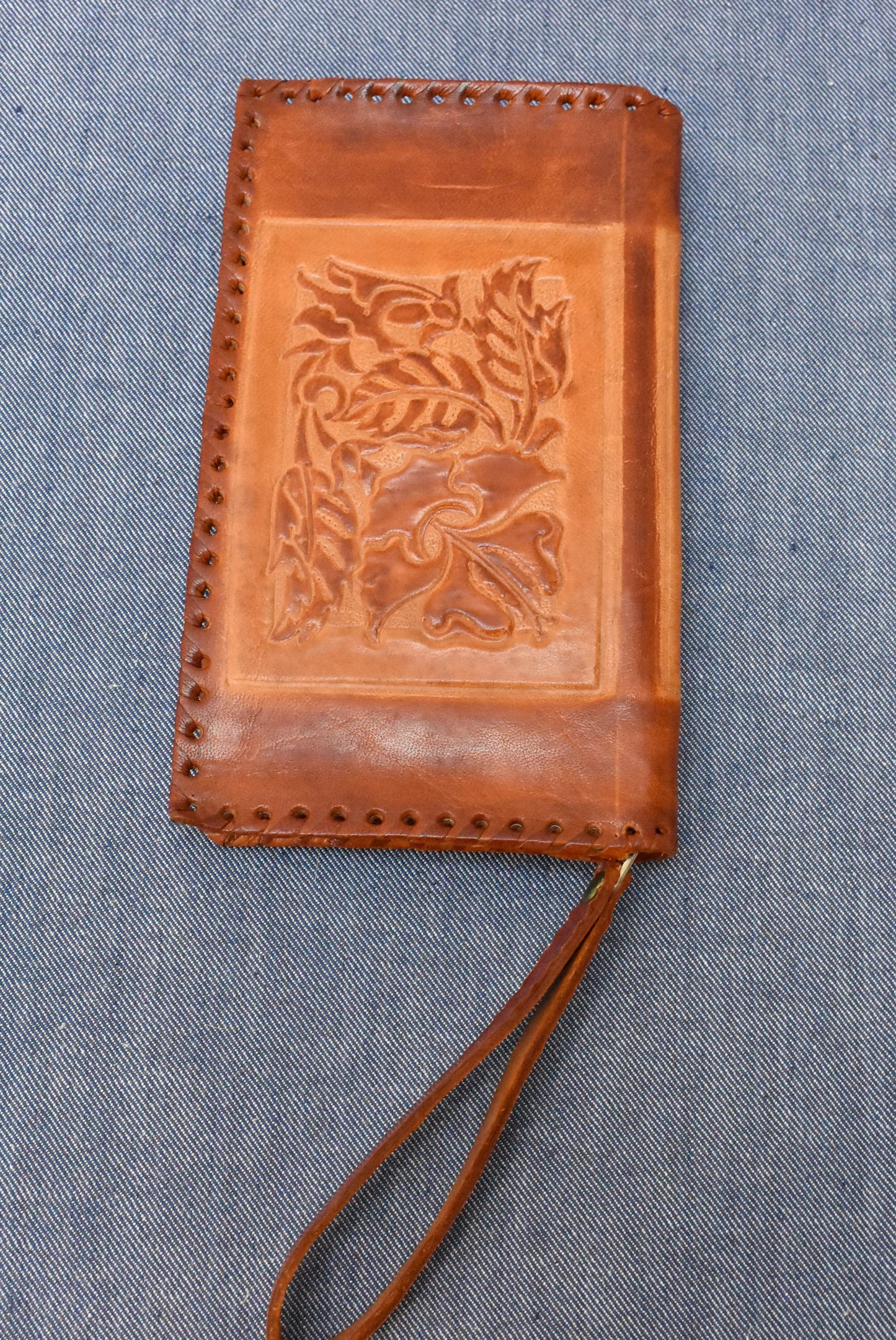 Tooled leather purse