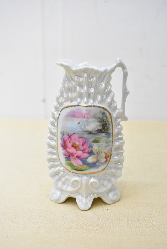 Antique lustreware shell porcelain vase