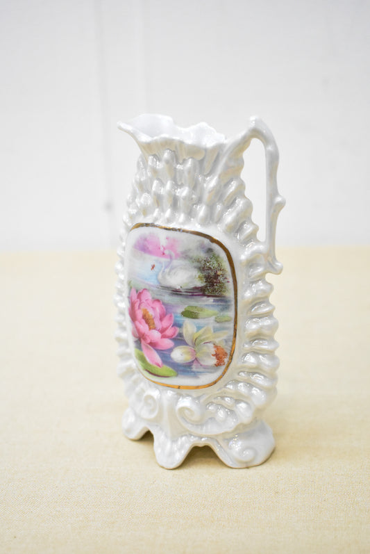 Antique lustreware shell porcelain vase