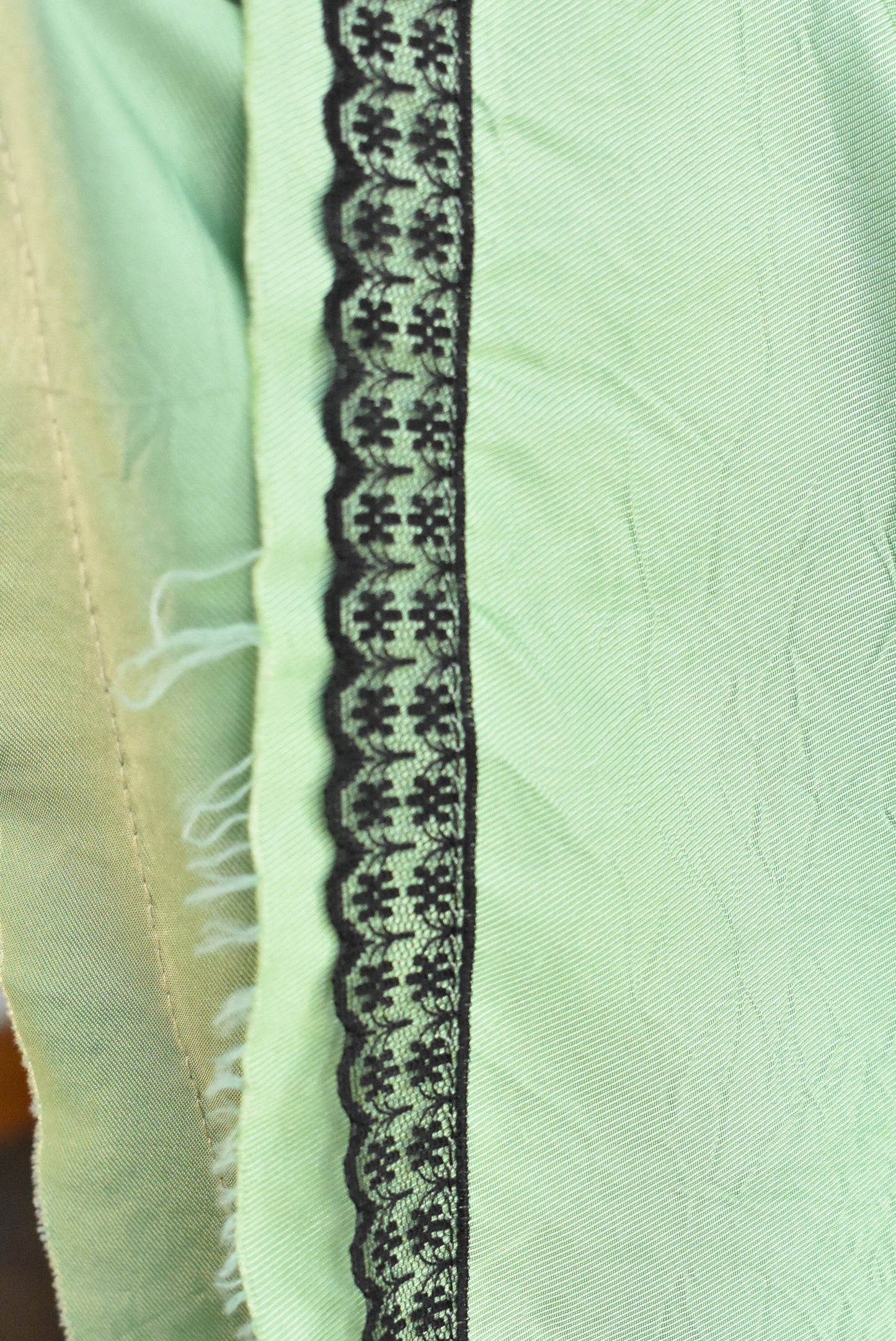 Caravan green lace-hemmed skirt/dress, size L
