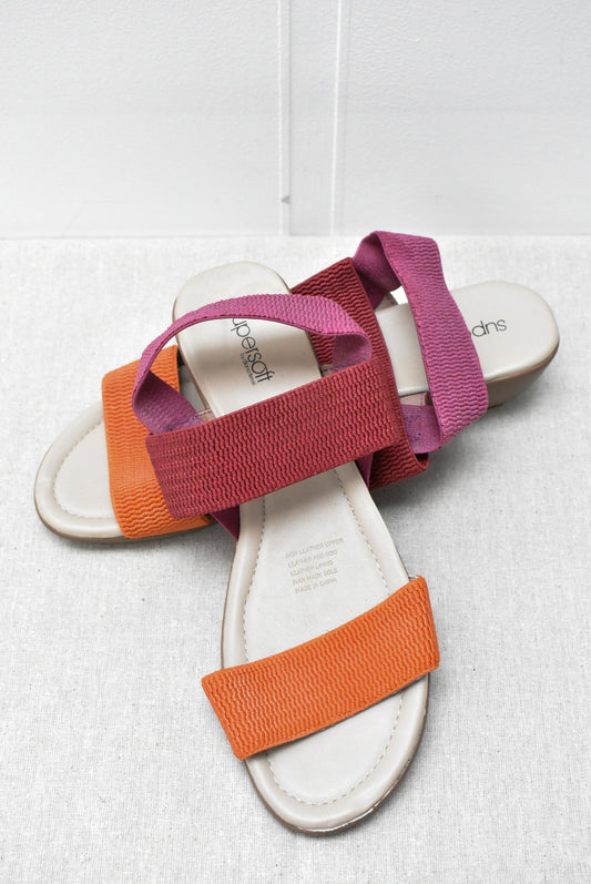 Supersoft orange, pink and blush red sandals, 11C