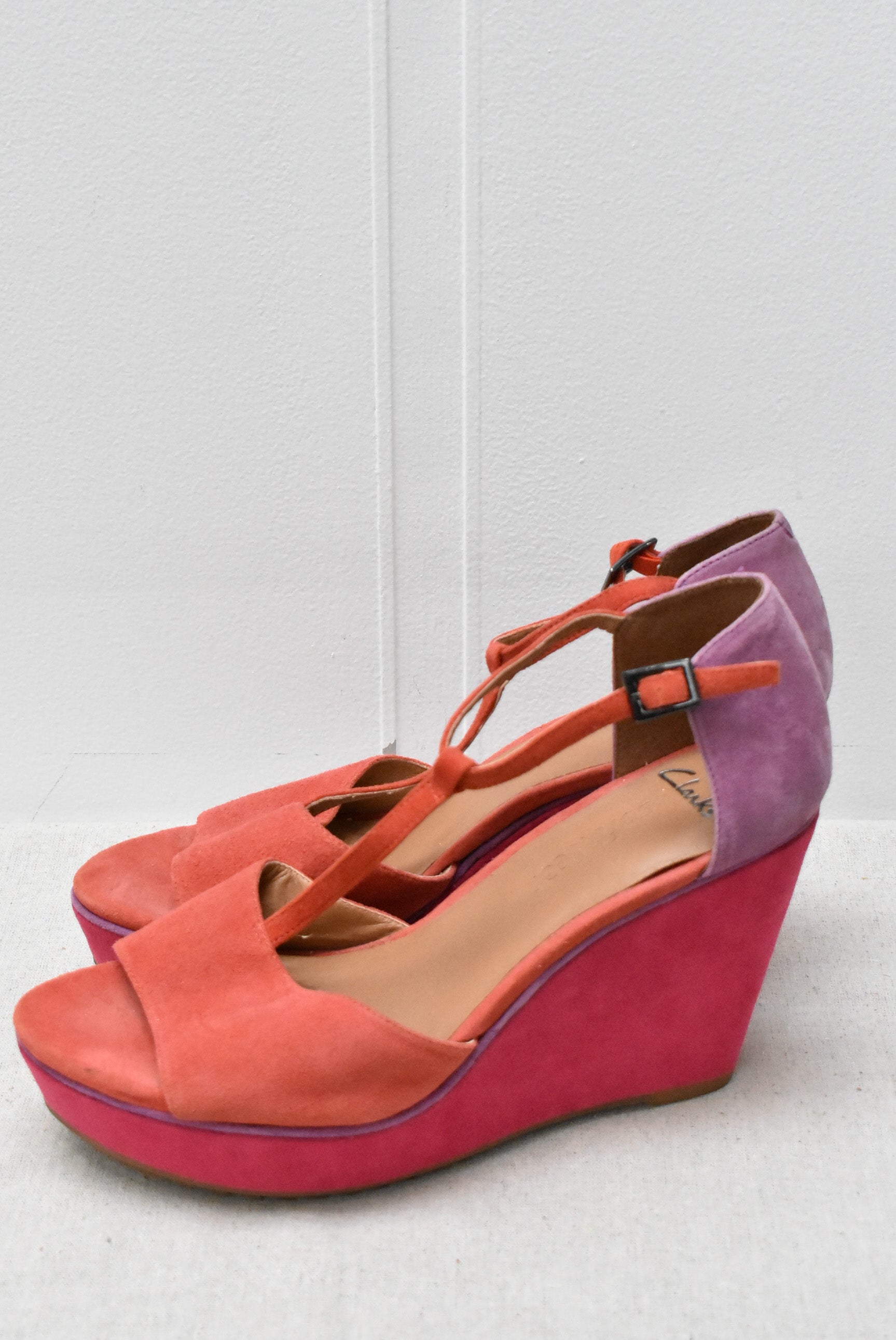 Clarks on sale red wedges