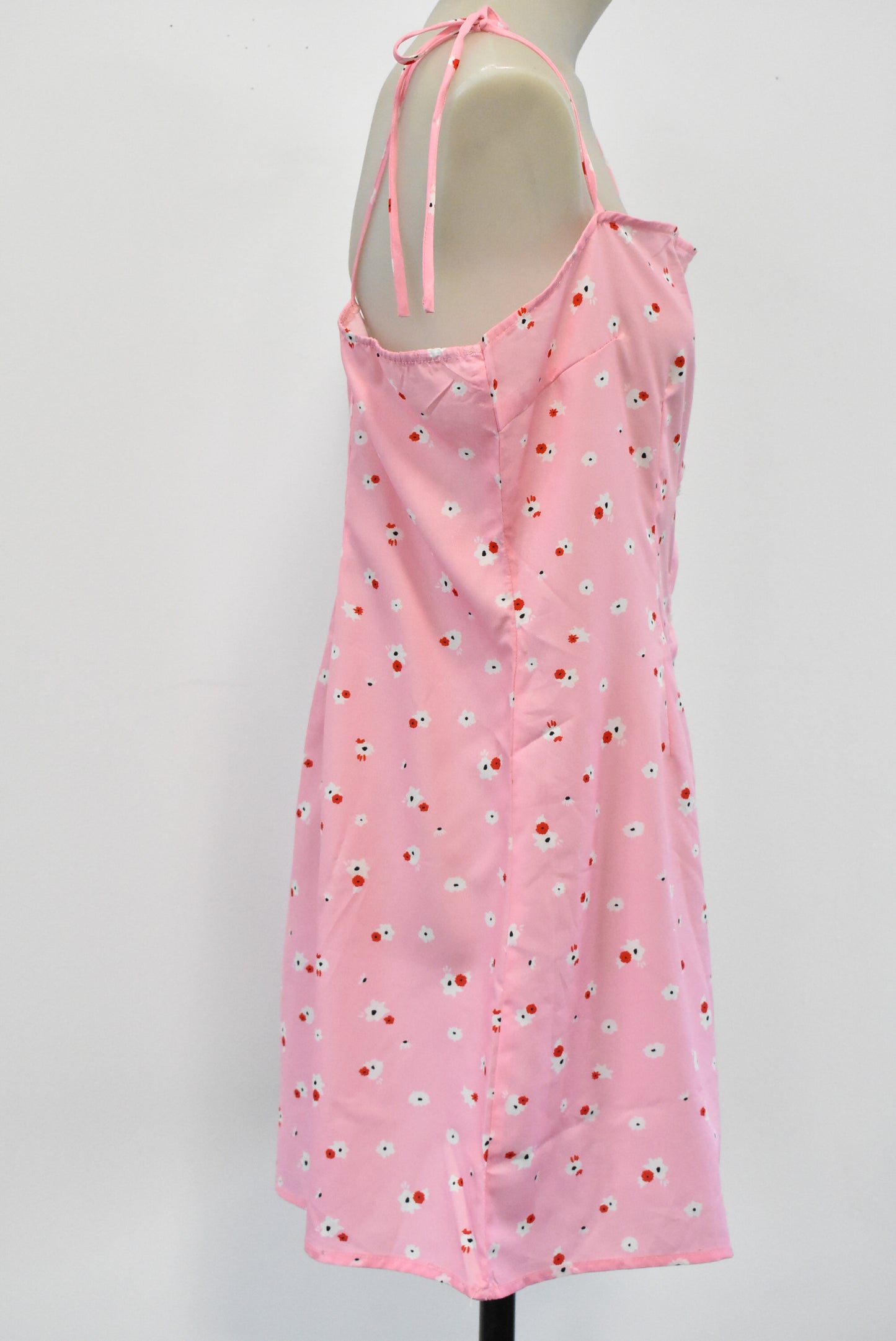 Polly light pink floral mini dress, size 16