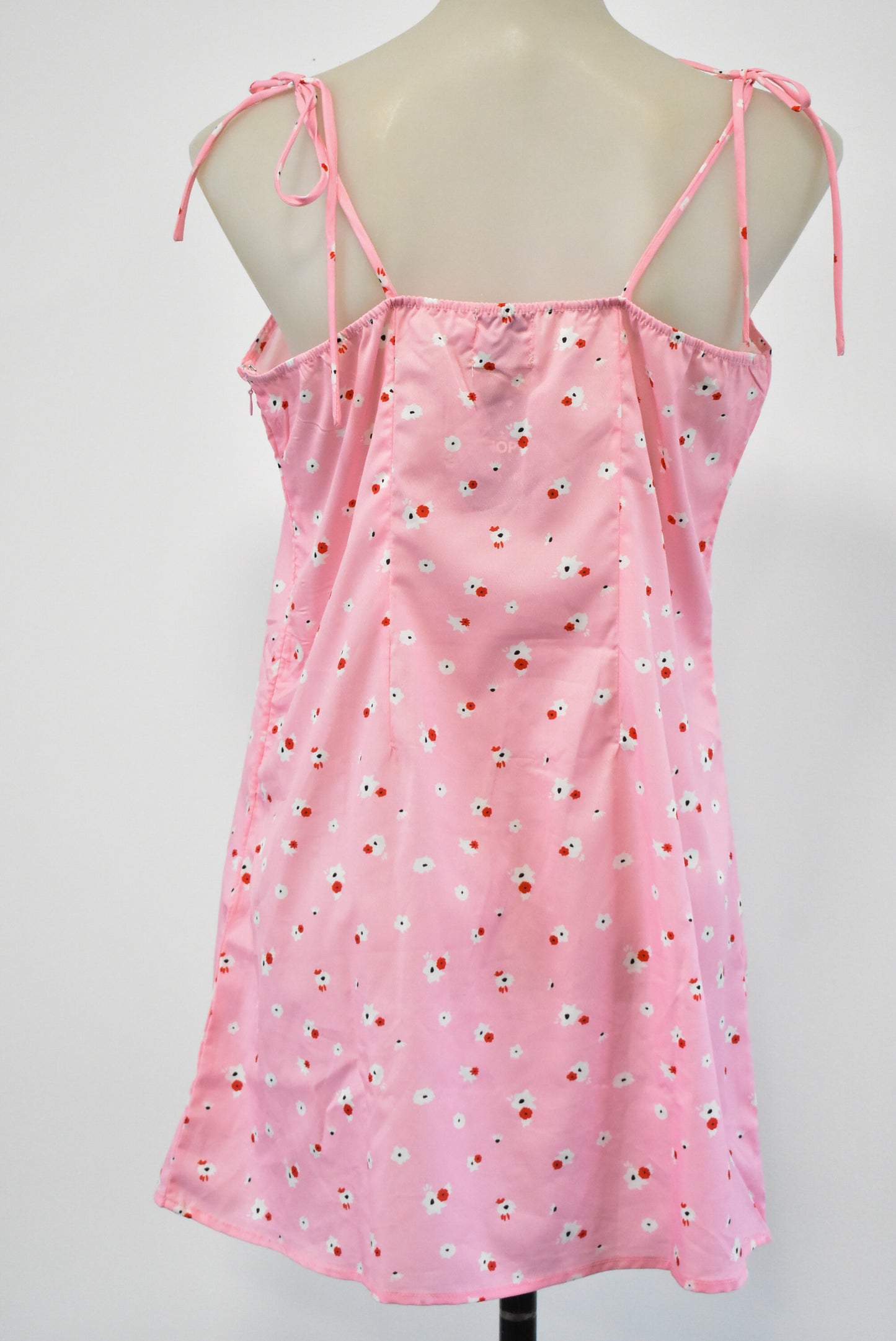 Polly light pink floral mini dress, size 16