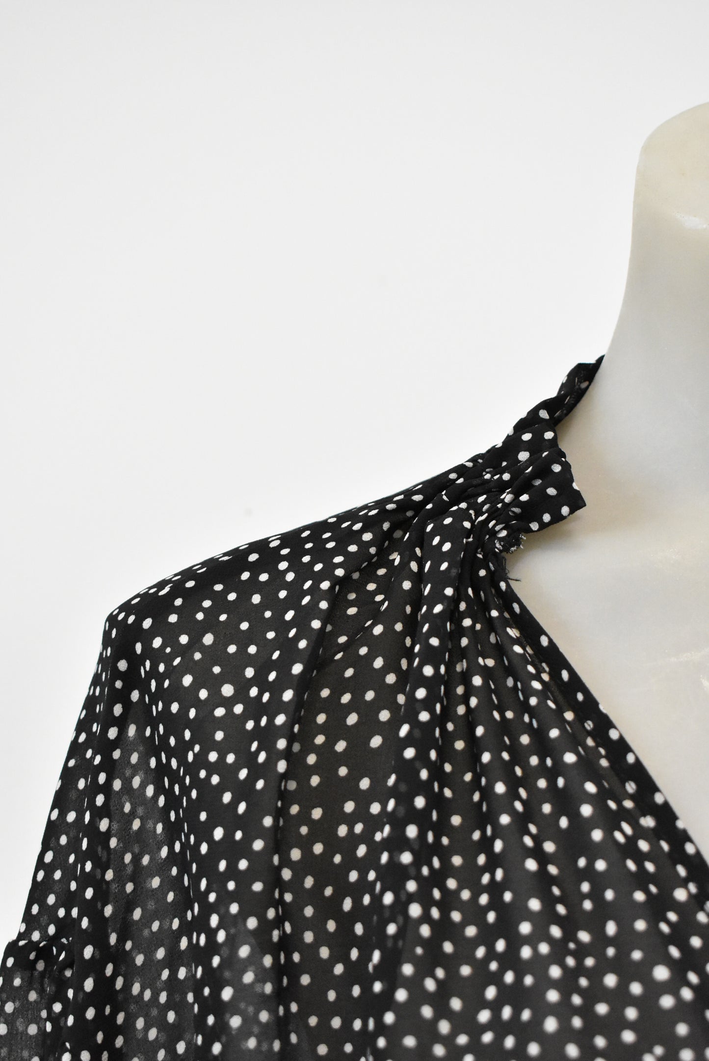 SNDYS long sleeve black and white polka dot dress, size s