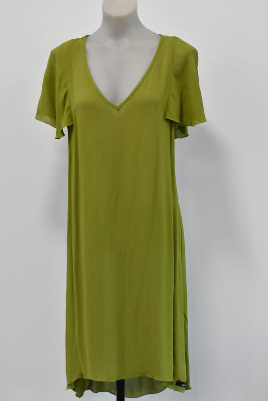 Oosh by Suzie J pear green dress made in nz, size M