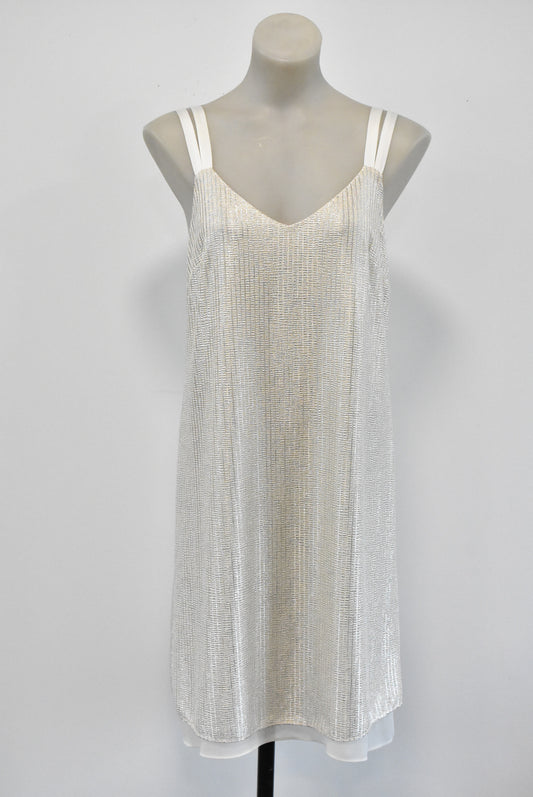Next silver and cream shimmer dress, size 10