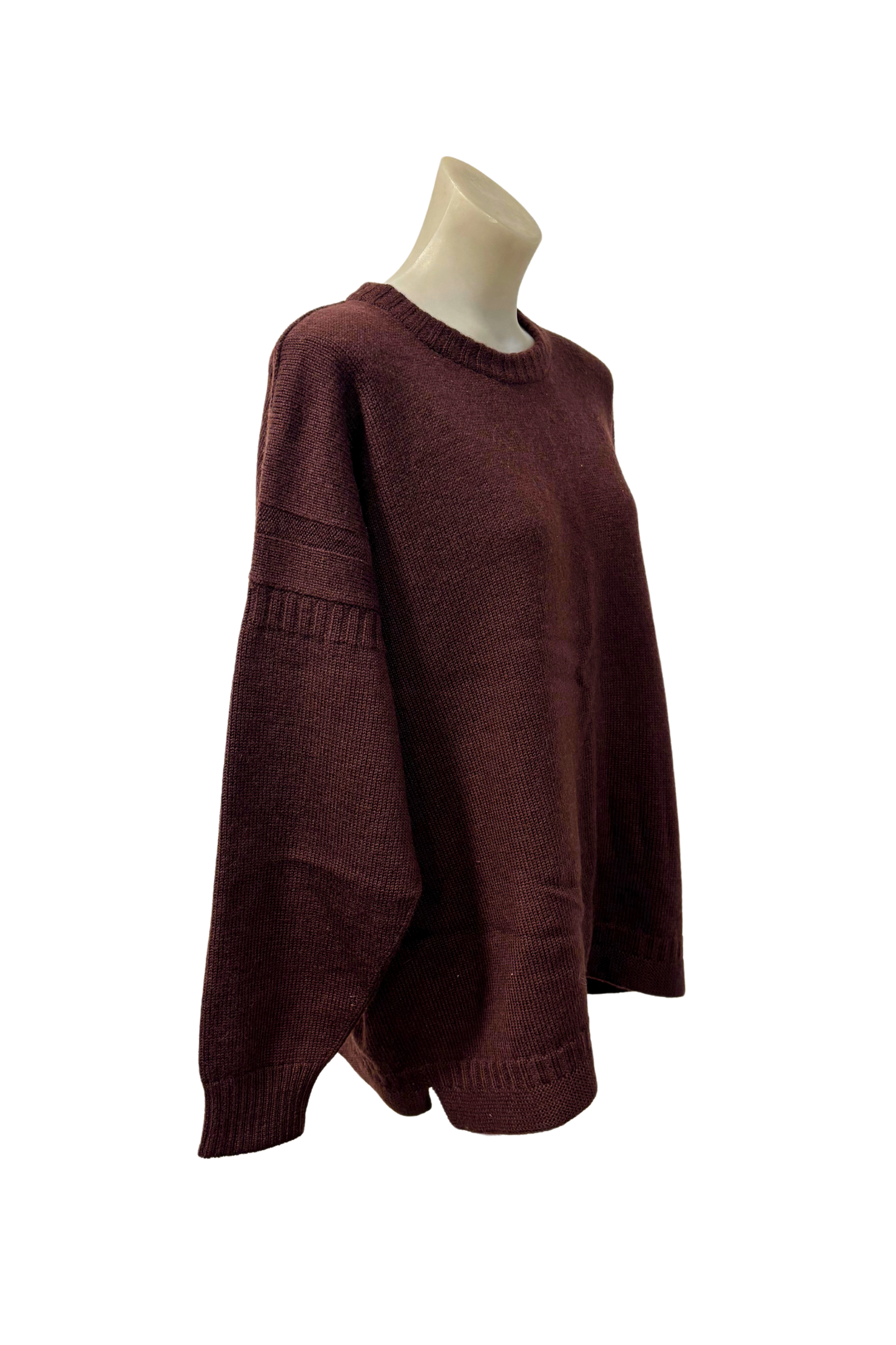 Handknit choc brown jumper, L
