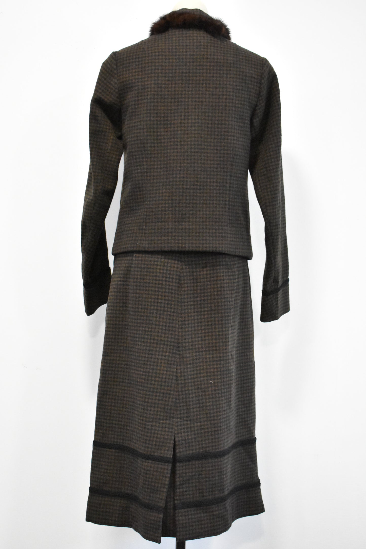 Handcrafted woolen 2 piece jacket and skirt, S