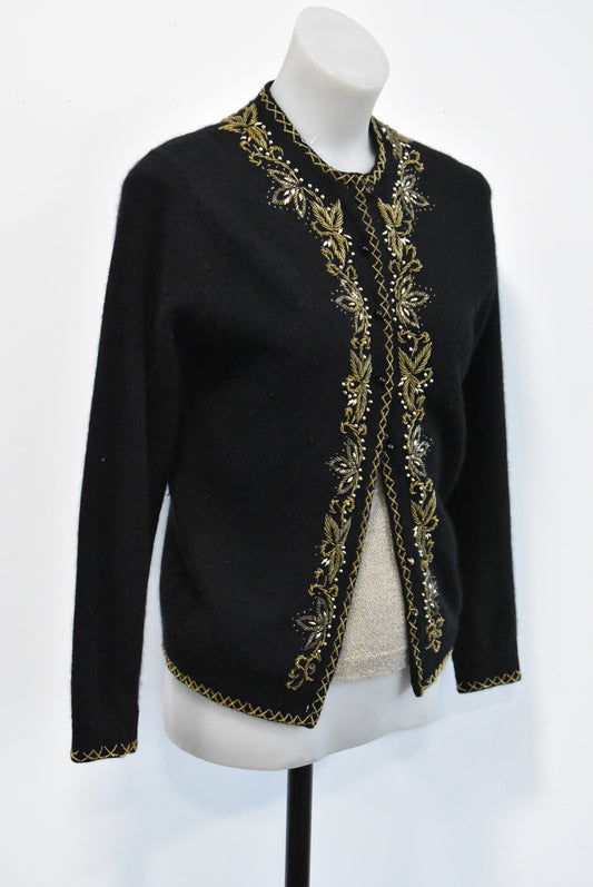 Vintage hand beaded embroidered cardigan, 36