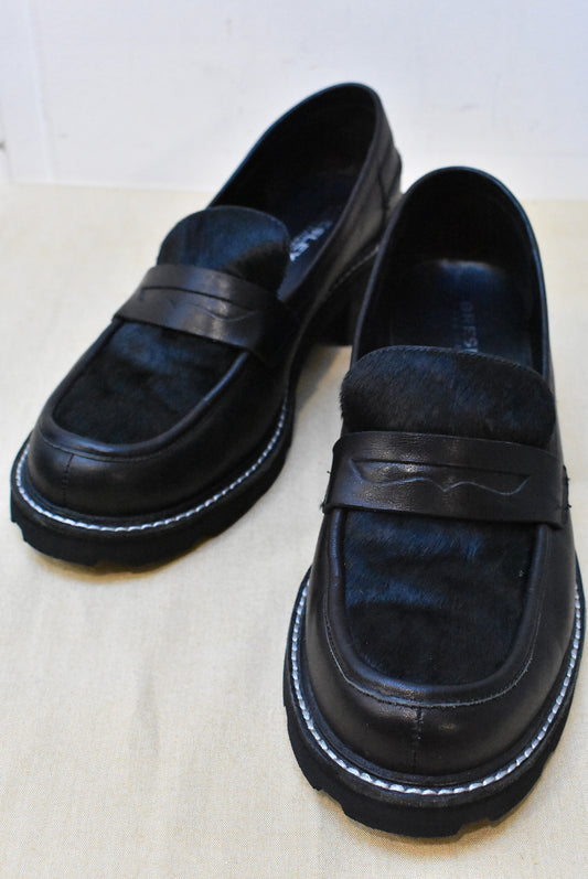 Bresley New Zealand black leather loafer shoes, 41