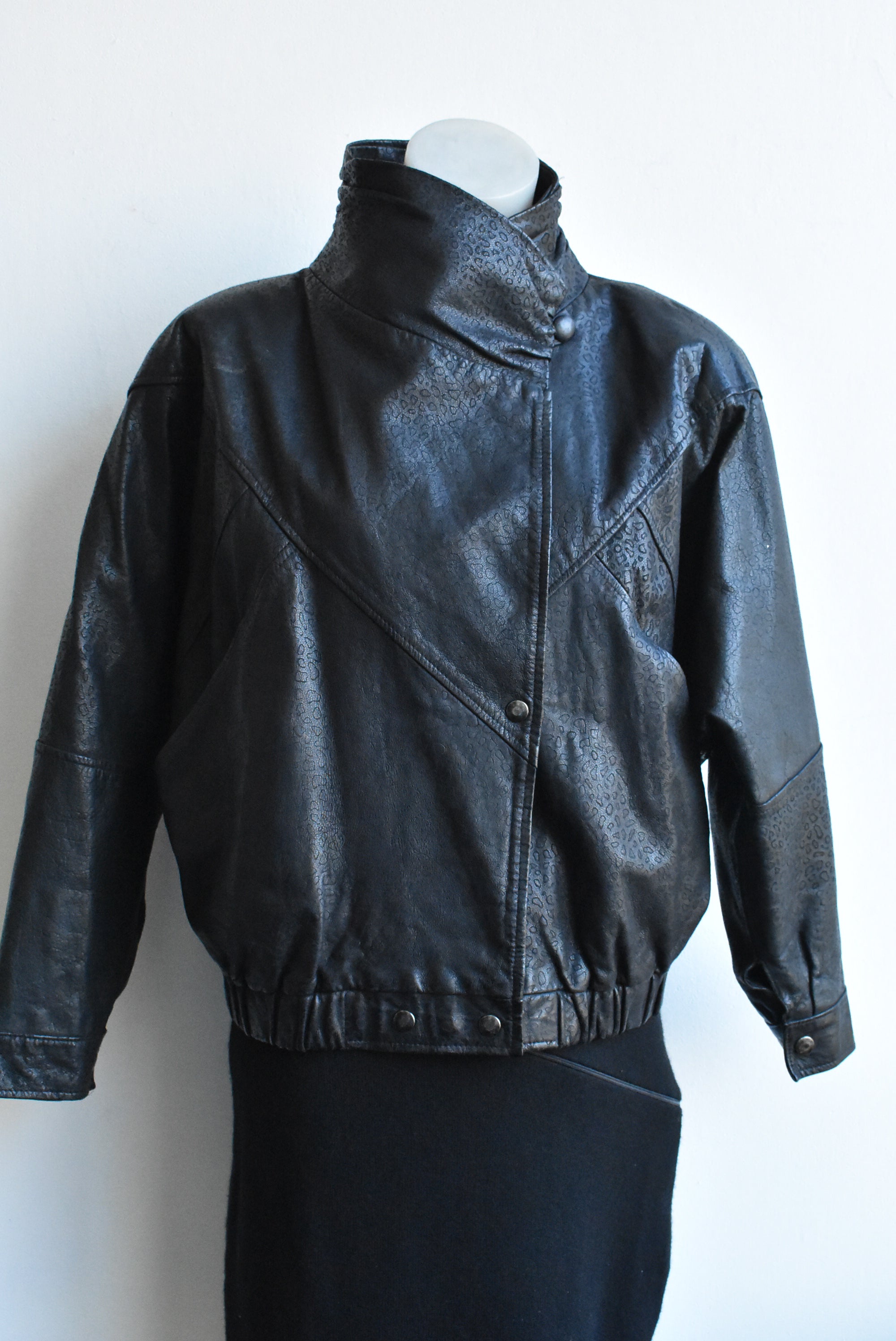 Retro dolman sleeve leather bomber jacket, S/M – Shop on Carroll