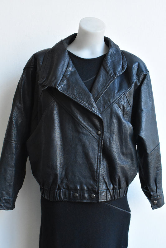 Retro dolman sleeve leather bomber jacket, S/M