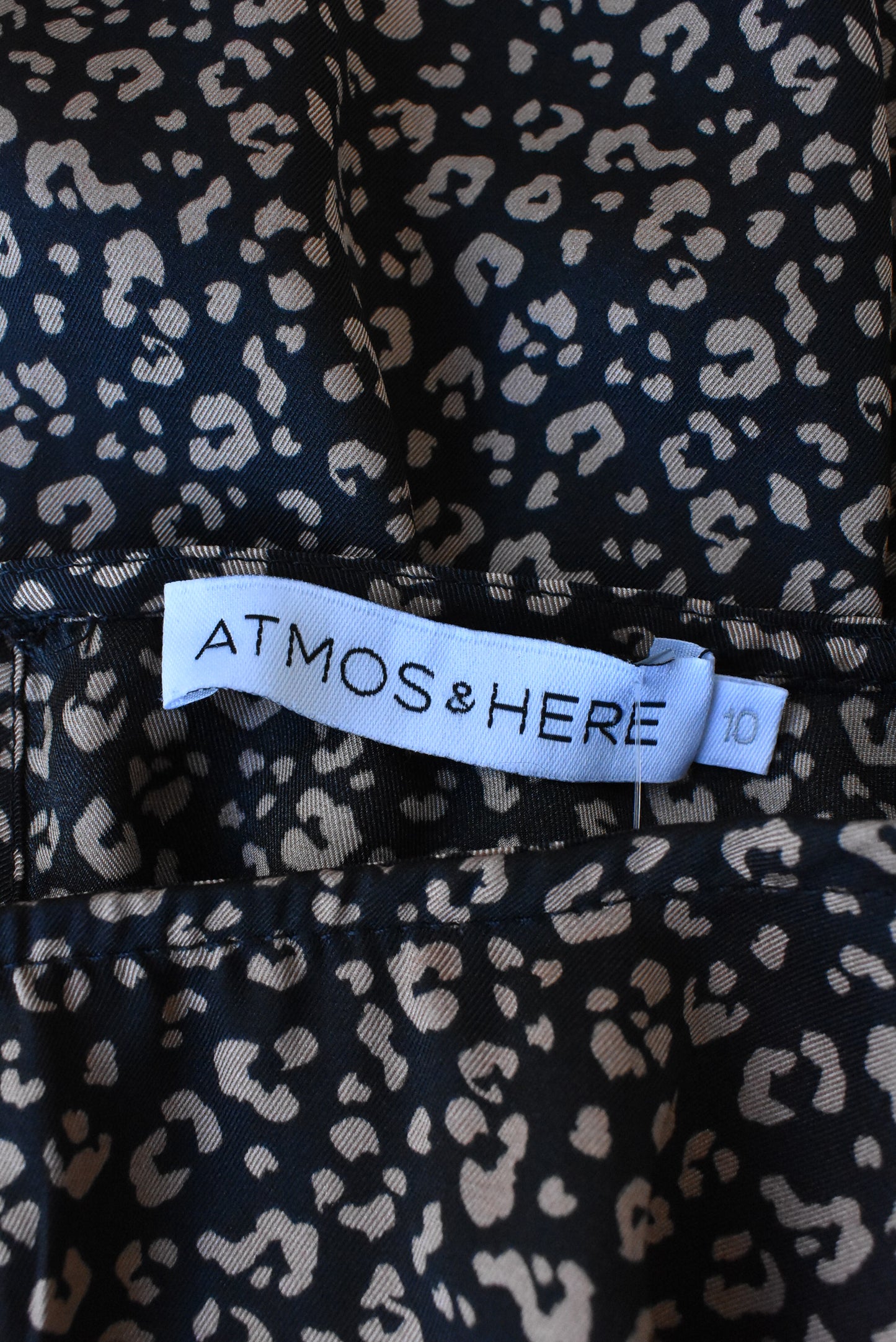 Atmos & Here animal-ish print babydoll style dress, 10