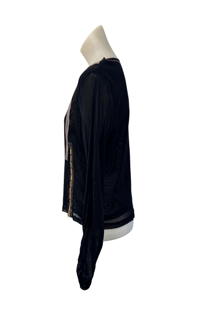 Grace Hill textured mesh long sleeve top, 14