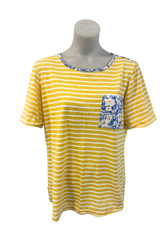 Chalky Digits NZ made striped floral top, 14
