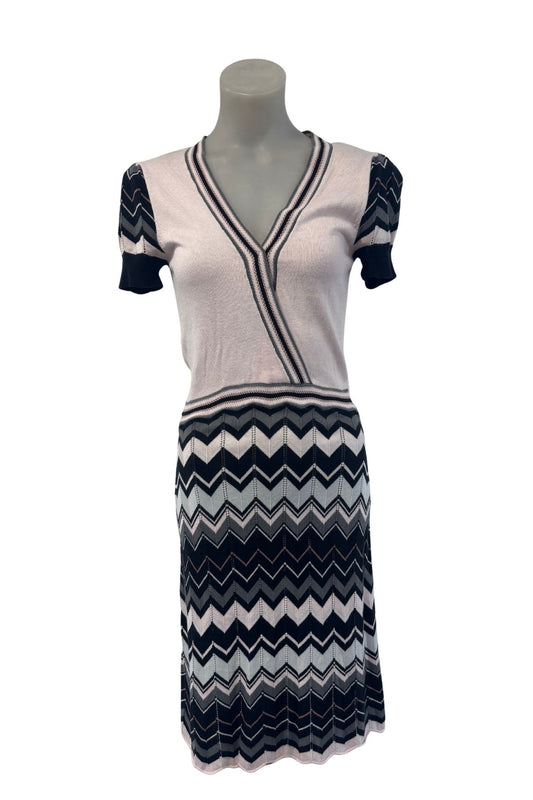 Miss Selfridge pink chevron knit dress, 10