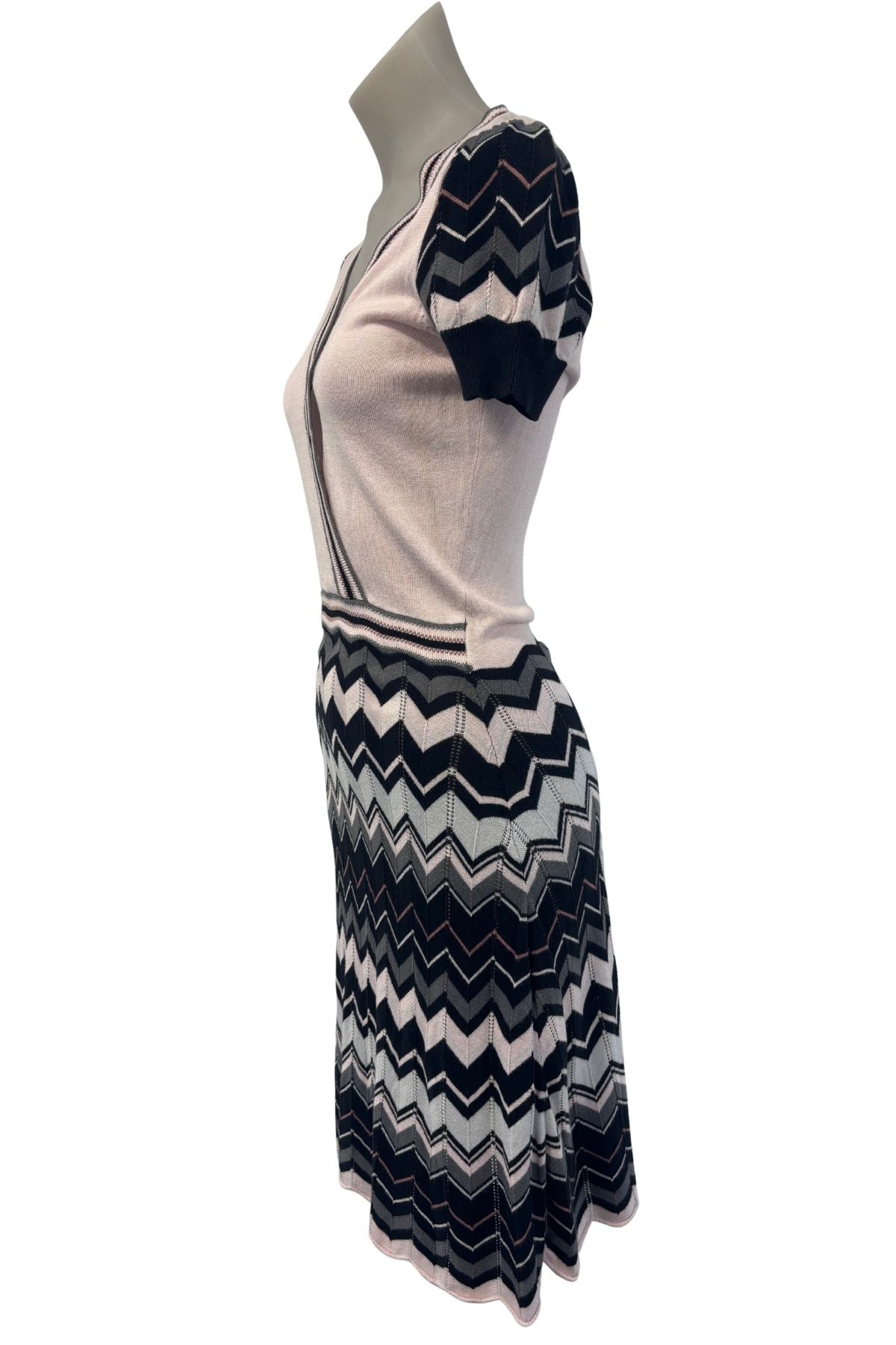 Miss Selfridge pink chevron knit dress, 10