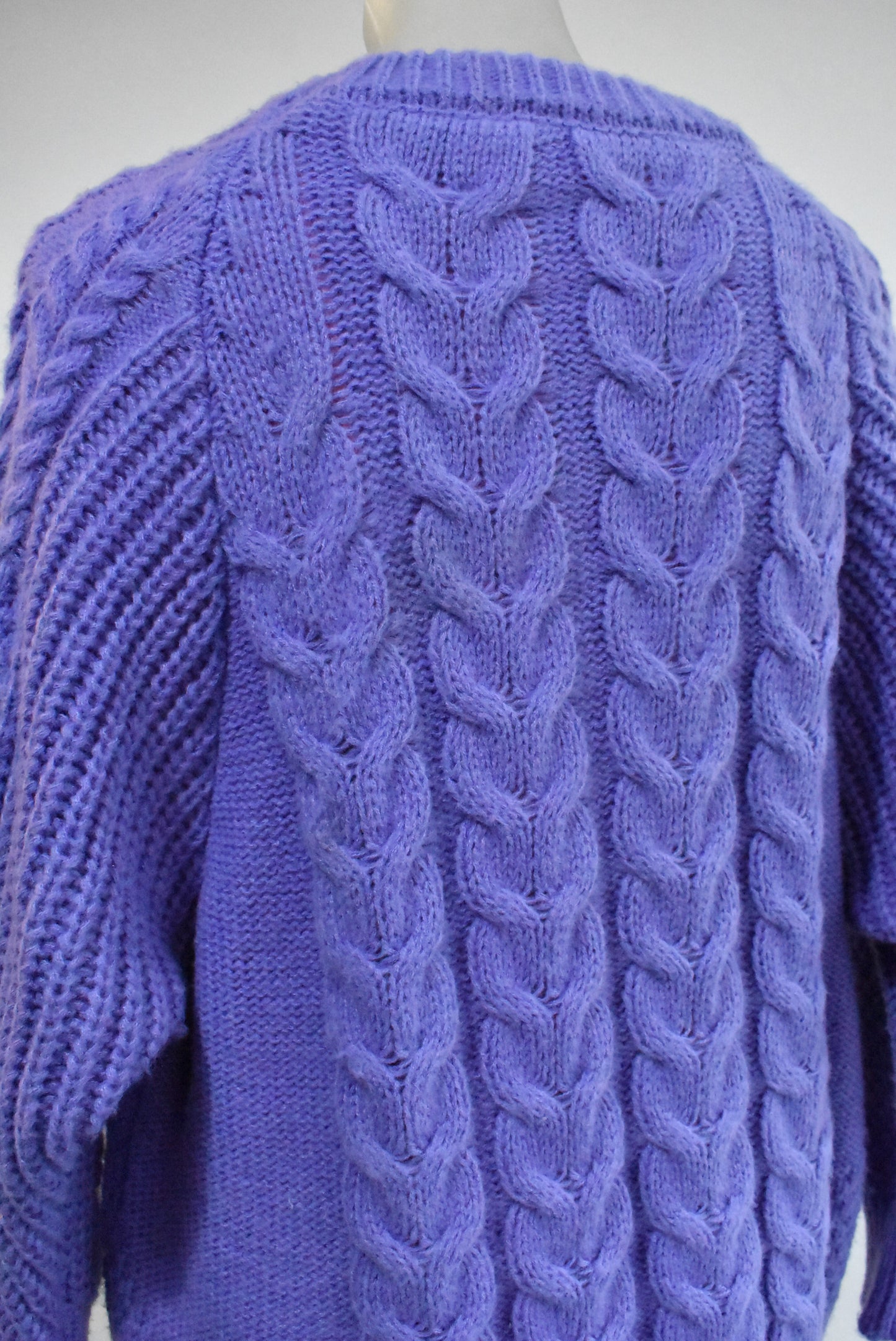 Soo Linen purple cableknit jumper, L/XL (NWT)