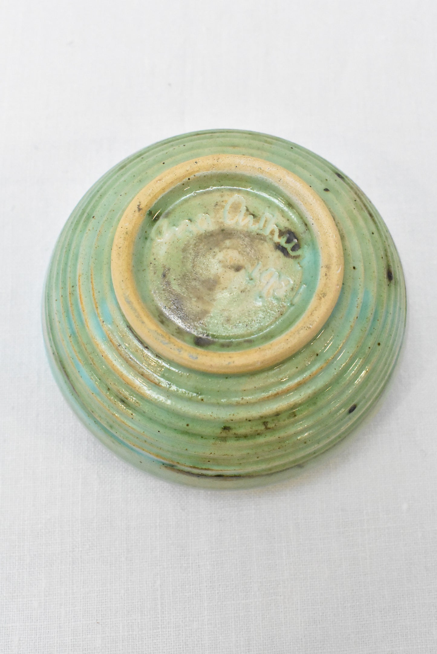 Ina Arthur (Dunedin potter) seafoam green and blue bowl