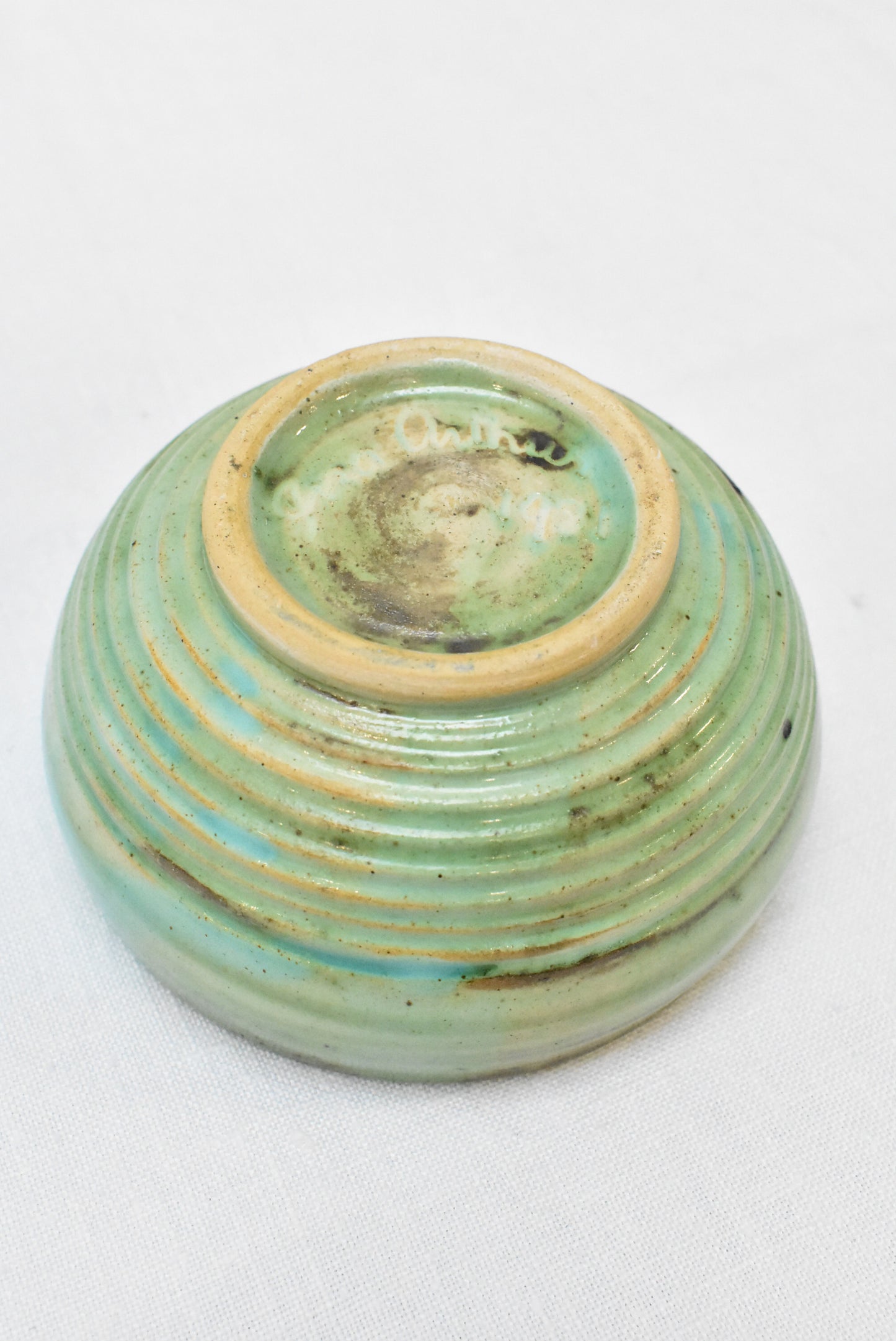 Ina Arthur (Dunedin potter) seafoam green and blue bowl