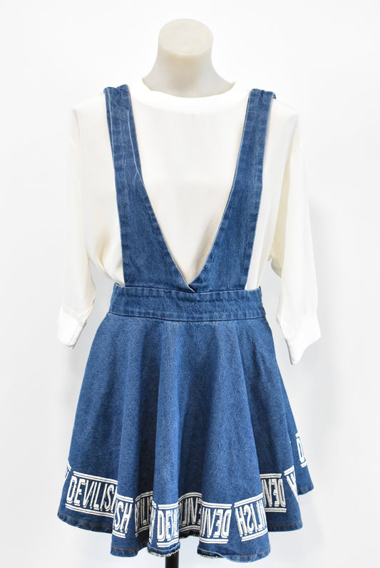 Denim flared pinafore Size small