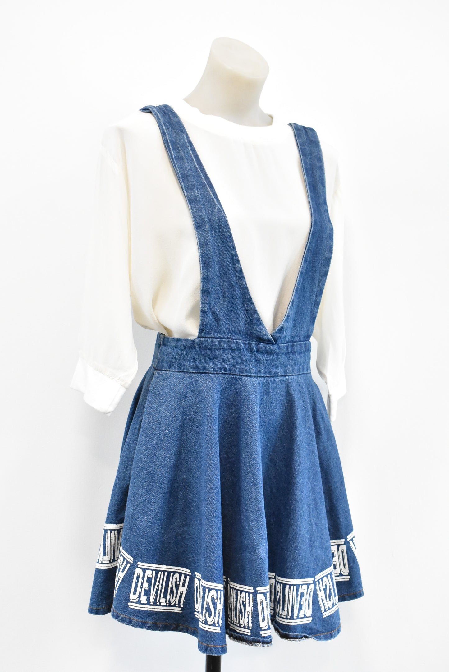 Denim flared pinafore Size small