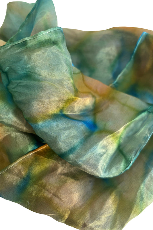 Shades of blue water colour scarf