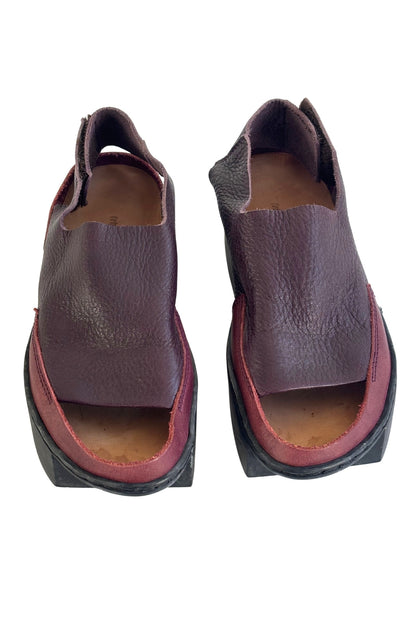 Trippen plum leather block sandals