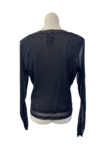 Grace Hill textured mesh long sleeve top, 14