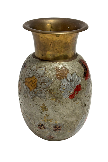 Beautiful floral brass vase handcrafted in India