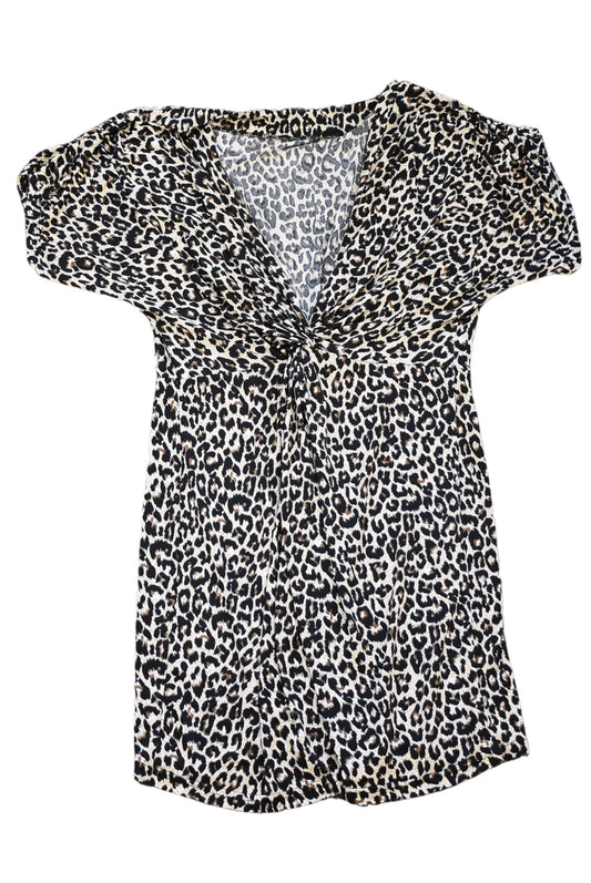 Y2K Leopard print tie top S/M