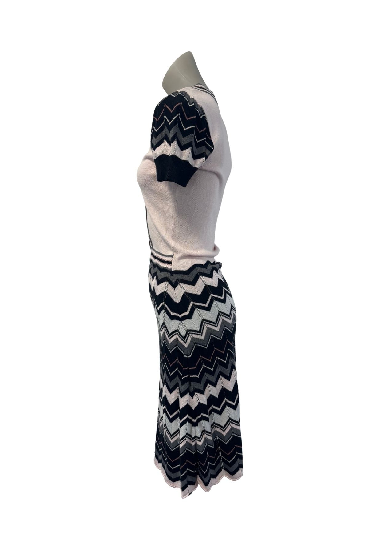 Miss Selfridge pink chevron knit dress, 10