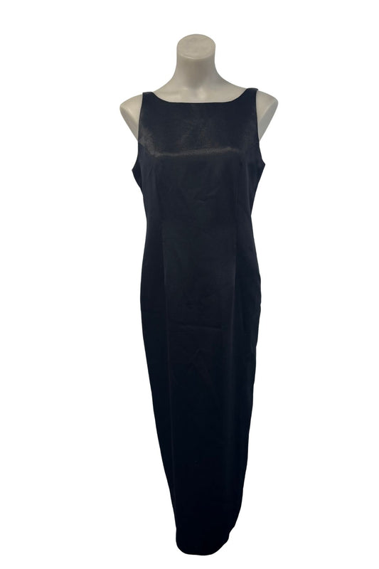 London Affair NZ made black satin dress, 10