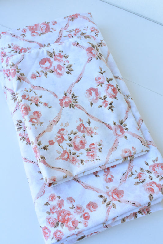 Retro floral set of 2 sheets and 1 pillowcase, single